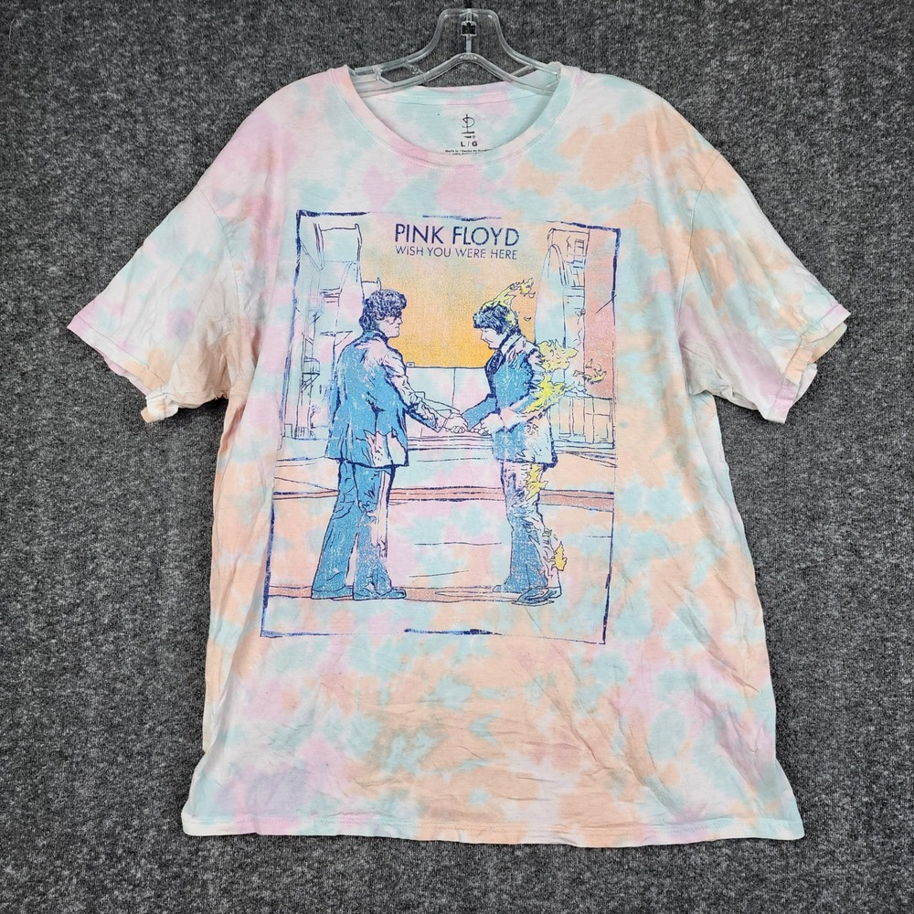 Pink Floyd Graphic T-Shirt Women Large Pastel Tie Dye Wish You Were Here Rock